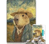 Puzzles for Teenagers 1000 Pieces Night Sky-style Capybara 1000 Pieces for Teenagers,Staycation Kill Time with Matching Poster And Trivia Sheet (size 75x50cm)