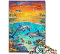 Puzzles for Teenagers 1000 Pieces Ocean Dolphin 1000 Pieces for Adults,is Ideal As Gifts for The Whole Family Suitable for And 14 (50x75cm)
