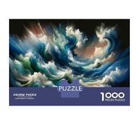 Puzzles for Teenagers 1000 Pieces Ocean Waves Art Print Jigsaws for Adults Hands-on Game Difficult Hard Fun at Home Activities, 52x38cm/1000pcs
