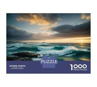 Puzzles for Teenagers 1000 Pieces Ocean Waves Sunset Puzzle for Adults Relaxing Games A Work of Art Christmas Birthday Gifts 38x26cm/1000pcs