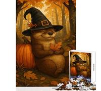 Puzzles for Teenagers 1000 Pieces Otter Witch with Pumpkin in Autumn Educational Toy Secret Santa Gifts Hands-on Game Enhance Love between Couples Size 50x75cm