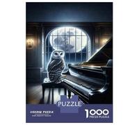 Puzzles for Teenagers 1000 Pieces Owl Playing Piano Moonlight Puzzles for Adults Relax Games Analysis And Logic Challenging Game Gifts 70x50cm/1000pcs