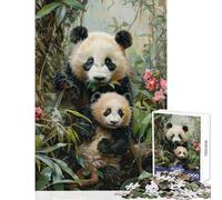 Puzzles for Teenagers 1000 Pieces Pandas And Orchids Jigsaw Puzzles 1000 Brain Teaser Game Great Gifts for Games Learning Educational (50x75cm)