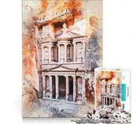 Puzzles for Teenagers 1000 Pieces Petra Treasury Jordan, Educational Toy, Improve Memory, with Matching Poster And Trivia Sheet 50x75cm