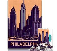 Puzzles for Teenagers 1000 Pieces Philadelphia in Purple,Educational Games Home Decoration for Is Ideal As A Gift for The Whole Family (38x26cm)