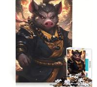 Puzzles for Teenagers 1000 Pieces Pig Monk Illustration, Educational Games, Wall Decoration, with Matching Poster And Trivia Sheet 50x75cm
