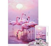 Puzzles for Teenagers 1000 Pieces Pink Flamingos at Dawn- Brain Teaser Game Tough Challenge Educational Toy Parent-child Interaction (38x52cm)