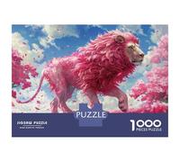 Puzzles for Teenagers 1000 Pieces Pink Lion Fantasy Artwork Jigsaws for Adults DIY Toys Analysis And Logic Fun at Home Activities, 52x38cm/1000pcs