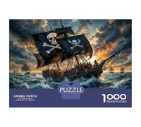 Puzzles for Teenagers 1000 Pieces Pirate Ship Sailing Ocean Jigsaws for Adults DIY Toys Analysis And Logic Fun at Home Activities, 70x50cm/1000pcs