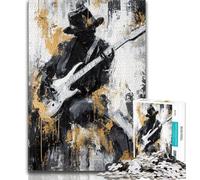 Puzzles for Teenagers 1000 Pieces Playing Guitar Oil Painting Adult Jigsaw,Fun Games Wall Decoration Unique Birthday And Xmas Gifts 38x26cm