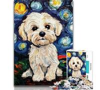 Puzzles for Teenagers 1000 Pieces Poodle Under The Night Sky,Help The Brain Exercise Addictive Toys to Cultivate Patience Perfect Decoration 38x52cm