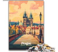 Puzzles for Teenagers 1000 Pieces Prague Cityscape Family Game Stress Reliever Difficult Challenge Artists Collection, Fine Art (38x52cm) 1000pcs