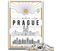 Puzzles for Teenagers 1000 Pieces Prague Czech Republic 1000 Pieces for Teenagers,with Matching Poster And Trivia Sheet for And Age 14 Years Up (26x38cm)