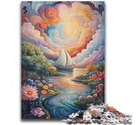 Puzzles for Teenagers 1000 Pieces Psychedelic Boat Family Game Stress Reliever Difficult Challenge Secret Santa Gifts 26x38cm
