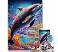 Puzzles for Teenagers 1000 Pieces Psychedelic Dolphin Teenager Jigsaw,Educational Games Home Decoration Birthday Present, Gifts, Wall Art (size 38x26cm)