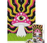 Puzzles for Teenagers 1000 Pieces Psychedelic Mushroom Art Educational Game Pattern Assembly DIY Toys Birthday Present,Travel Gifts, (38x52cm)