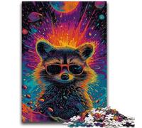 Puzzles for Teenagers 1000 Pieces Psychedelic Raccoon Challenging Game And Family Play for Is Ideal As A Gift for The Whole Family 26x38cm