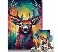 Puzzles for Teenagers 1000 Pieces Psychedelic Reindeer,Educational Games Home Decoration for Is Ideal As A Gift for The Whole Family 38X26CM