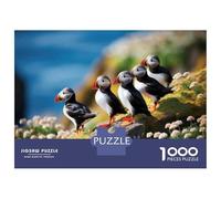 Puzzles for Teenagers 1000 Pieces Puffin Birds on Rocks Jigsaws for Adults Hands-on Game Difficult Hard Fun at Home Activities, 52x38cm/1000pcs
