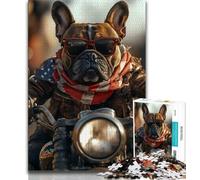 Puzzles for Teenagers 1000 Pieces Pug Riding A Motorcycle Teenager Jigsaw,Educational Games Home Decoration Birthday Present, Gifts, Wall Art (size 75x50cm)