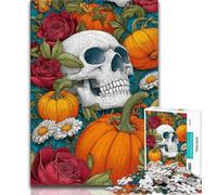 Puzzles for Teenagers 1000 Pieces Pumpkin Skeleton 1000 Pieces for Adults,is Ideal As Gifts for The Whole Family Suitable for And 14 38x26cm