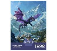 Puzzles for Teenagers 1000 Pieces Purple Dragon Art Print Jigsaw Puzzle Brain Teaser Game A Work of Art Unique Birthday And Xmas Gifts 52x38cm/1000pcs
