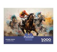 Puzzles for Teenagers 1000 Pieces Racing Horse Art Print Puzzle for Adults Relaxing Games A Work of Art Christmas Birthday Gifts 70x50cm/1000pcs
