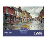 Puzzles for Teenagers 1000 Pieces Rainy Day in Town-2 Jigsaws for Adults Hands-on Game Difficult Hard Fun at Home Activities, 52x38cm/1000pcs