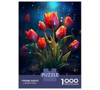 Puzzles for Teenagers 1000 Pieces Rainy Tulip Flower Adult Jigsaw Puzzle Family Game Pattern Assembly Fun at Home Activities, 38x26cm/1000pcs