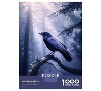 Puzzles for Teenagers 1000 Pieces Raven Crow in Misty Forest Puzzles for Adults Family Game Presents for Women Unique Birthday And Xmas Gifts 70x50cm/1000pcs