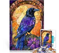 puzzles for teenagers 1000 pieces Raven Gothic Stained Glass Präzisionsschnitt Geburtstagsgeschenk, Geschenke, Wandkunst38x26cm