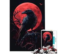 Puzzles for Teenagers 1000 Pieces Raven's Red Moon Puzzle for Adults Relaxing Games Presents for Women Unique Birthday And Xmas Gifts (Size 38x26cm)
