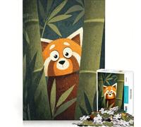 Puzzles for Teenagers 1000 Pieces Red Panda in Bamboo Forest Educational Games Wall Decoration with Matching Poster And Trivia Sheet 38x52cm