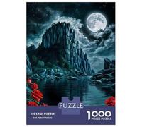 Puzzles for Teenagers 1000 Pieces Red Rose in Cliff Night Puzzles for Adults Relaxing Games But Fun And Humorous Fun Activities at Home 70x50cm/1000pcs