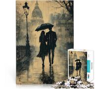 puzzles for teenagers 1000 pieces Romantic Rainy Walk - Charcoal Style Entspannungsspiele Lustiges Geschenk38x26cm