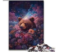 Puzzles for Teenagers 1000 Pieces Rose Brown Bear, Suitable for People Aged 14 And Above Educational Games Secret Santa Gifts (Size 50x75cm)