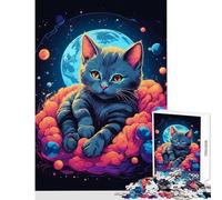 Puzzles for Teenagers 1000 Pieces Russian Blue Kitten DIY Toys Great Gift for Games Brain Teaser Game Fun at Home Activities, Size 50x75cm