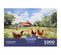 Puzzles for Teenagers 1000 Pieces Rustic Farm Scene with Chickens Jigsaws for Adults Hands-on Game Difficult Hard Fun at Home Activities, 38x26cm/1000pcs