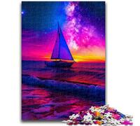 Puzzles for Teenagers 1000 Pieces Sailboat on The Sea Under The Galaxy Learning Educational Toys Family Games Enhance Love between Couples 50x75cm