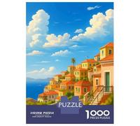 Puzzles for Teenagers 1000 Pieces Samos, Greece Coastal Scene Puzzles for Adults Relaxing Games But Fun And Humorous Fun Activities at Home 38x26cm/1000pcs
