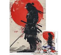 Puzzles for Teenagers 1000 Pieces Samurai Warrior with Rising Sun Backdrop Toy Wall Decor Gifts Ideas Brain Teaser Game Enhance Love between Couples Size 38x26cm