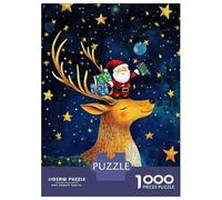 Puzzles for Teenagers 1000 Pieces Santa on Reindeer Puzzles for Adults Family Game Presents for Women Unique Birthday And Xmas Gifts 38x26cm/1000pcs