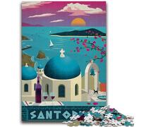 Puzzles for Teenagers 1000 Pieces Santorini Challenging To Complete But Fun And Humorous Educational Game for Birthday (size 50x75cm)