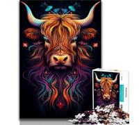 Puzzles for Teenagers 1000 Pieces Scottish Cow Teenager Puzzles,Family Activity Fun at Home Activities, Birthday Present,Travel Gifts (size 38x26cm)
