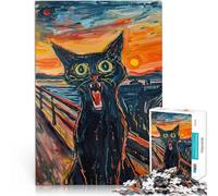 puzzles for teenagers 1000 pieces Screaming Cat lustige Spiele für die ganze Familie mit passendem Poster und Quizblatt75x50cm