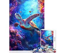 Puzzles for Teenagers 1000 Pieces Sea Turtle in Coral Reef Brain Teaser Game Staycation Kill Time Home Decoration Toys Parent-child Interaction (38x52cm)
