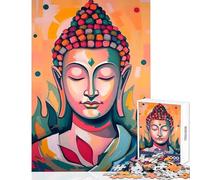 Puzzles for Teenagers 1000 Pieces Serene Meditating Buddha Abstract Art Educational Toy Secret Santa Gifts Hands-on Game Enhance Love between Couples Size 38x52cm