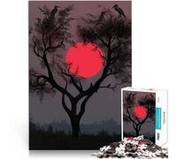 puzzles for teenagers 1000 pieces Silhouette Tree and Red Sun Präzisionsschnitt Einzigartige Wohndekoration und Geschenke75x50cm