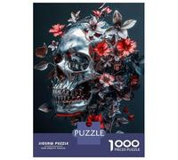 Puzzles for Teenagers 1000 Pieces Silver Skull of Death Jigsaws for Adults Hands-on Game Difficult Hard Fun at Home Activities, 52x38cm/1000pcs