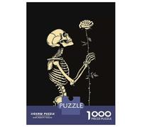 Puzzles for Teenagers 1000 Pieces Skeleton with Rose Puzzles for Adults Relaxing Games But Fun And Humorous Fun Activities at Home 52x38cm/1000pcs